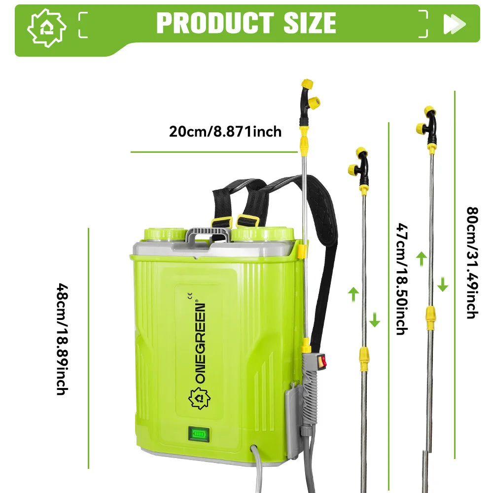 ONEGREEN 20L High Capacity Rechargeable Electric Sprayer Lawn Garden Spraying Irrigation Power Tools For Makita 18V Battery Pin