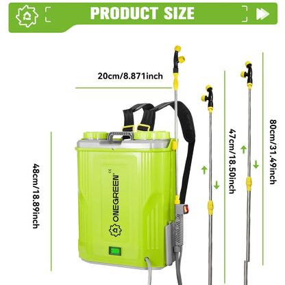 ONEGREEN 20L High Capacity Rechargeable Electric Sprayer Lawn Garden Spraying Irrigation Power Tools For Makita 18V Battery Pin