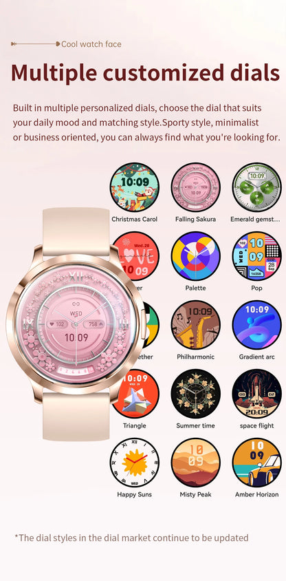 2026New Ultra-thin Women Smart Watch HD AMOLED Full Touch Screen Bluetooth Call Blood Pressure IP68 Waterproof NFC 7.3mm bracele