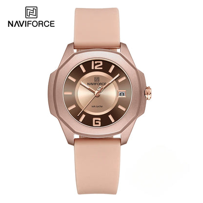 NAVIFORCE NF7107 Watch for Women Silicone Strap Classic Fashion 5ATM Waterproof Ladies Elegant Watch
