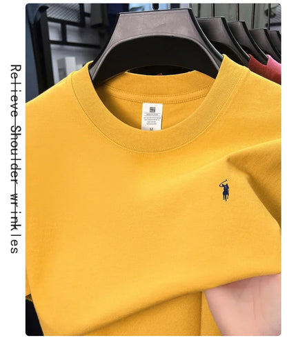 2025 Xiaoma Fashion Brand Pure Cotton Men's Short sleeved T-shirt Summer New High end Comfortable Casual Round Neck Top