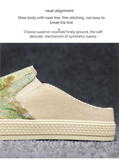 Men's canvas slippers summer new breathable outdoor soft-sole casual slippers party sandals Joker tide half slippers cloth shoes