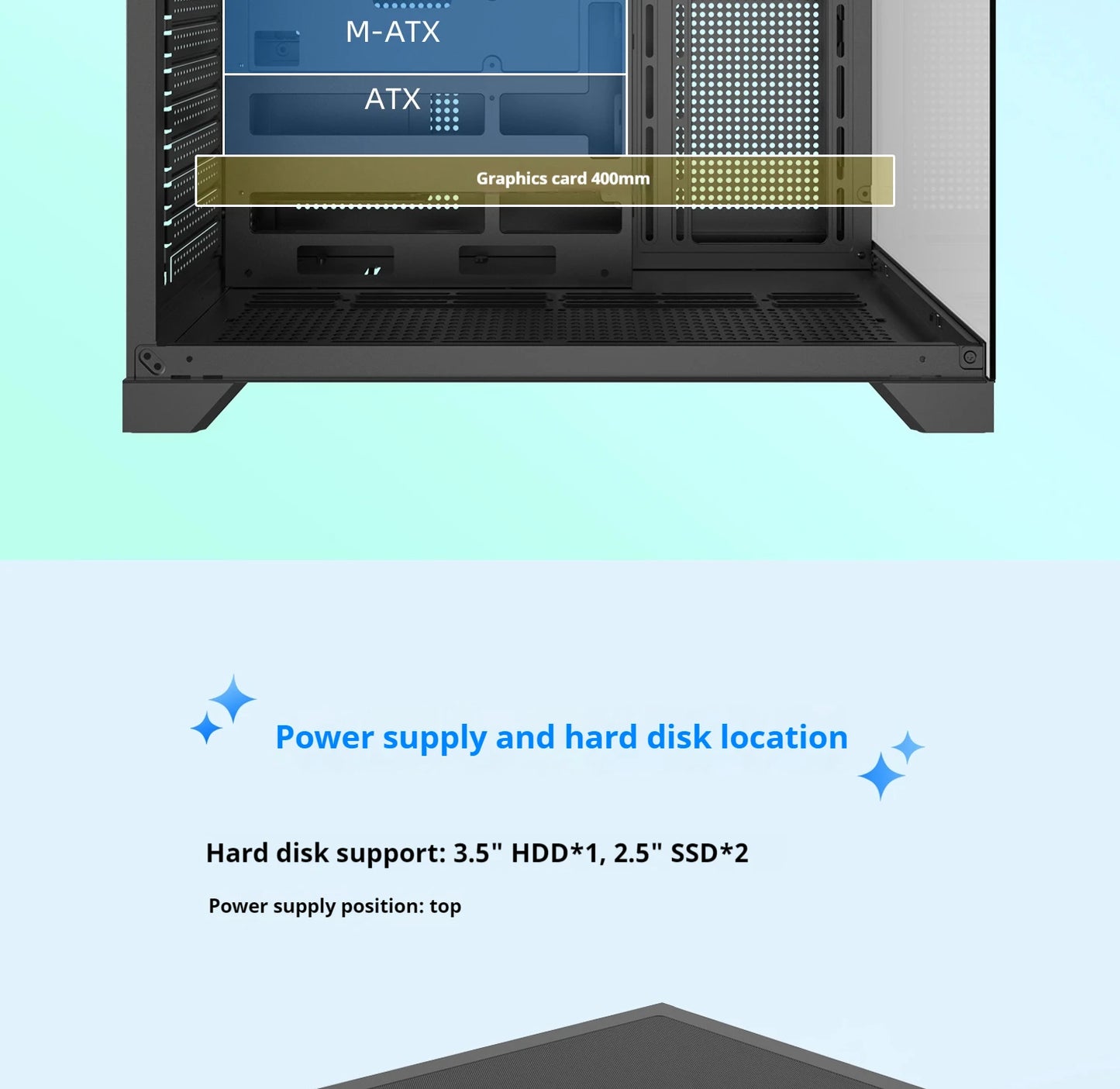 Power train Dreamland PRO PC gaming case ATX MATX ITX motherboard 360water-cooled Sea view room Double-sided glass computer case
