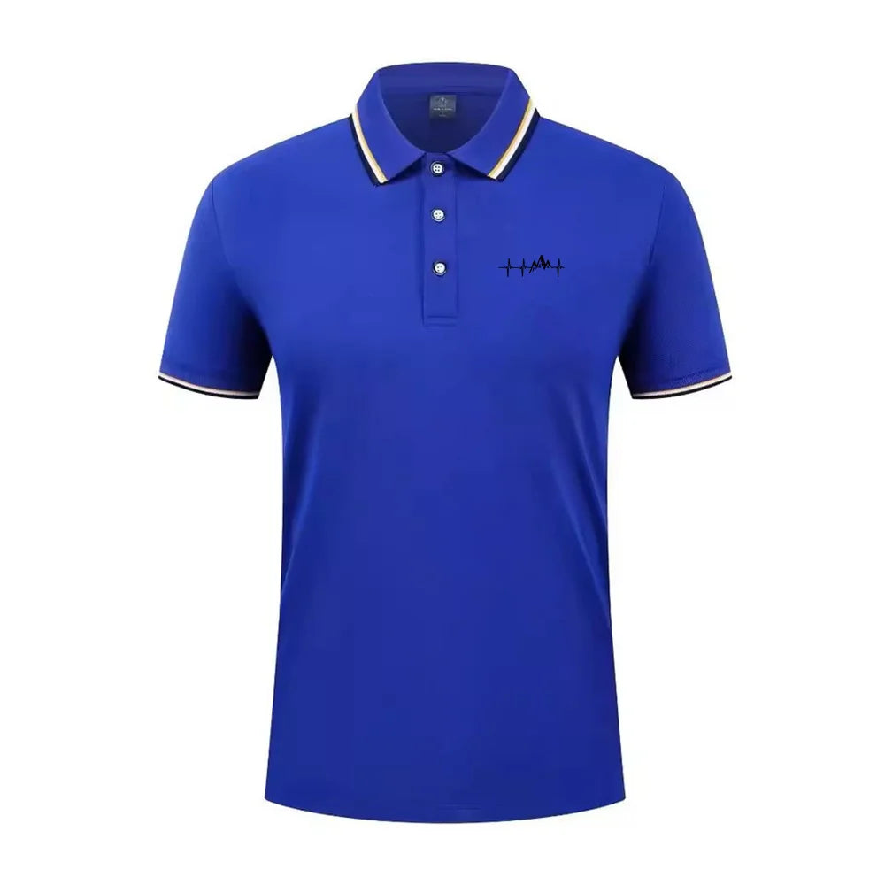 Summer men's 100% polyester fashion Milan print casual knight stripe lapel short-sleeved shirt polo shirt top