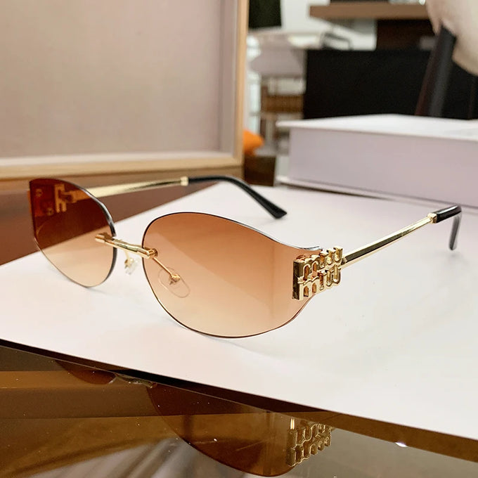 Oversized Oval Rimless Sunglasses — view 1