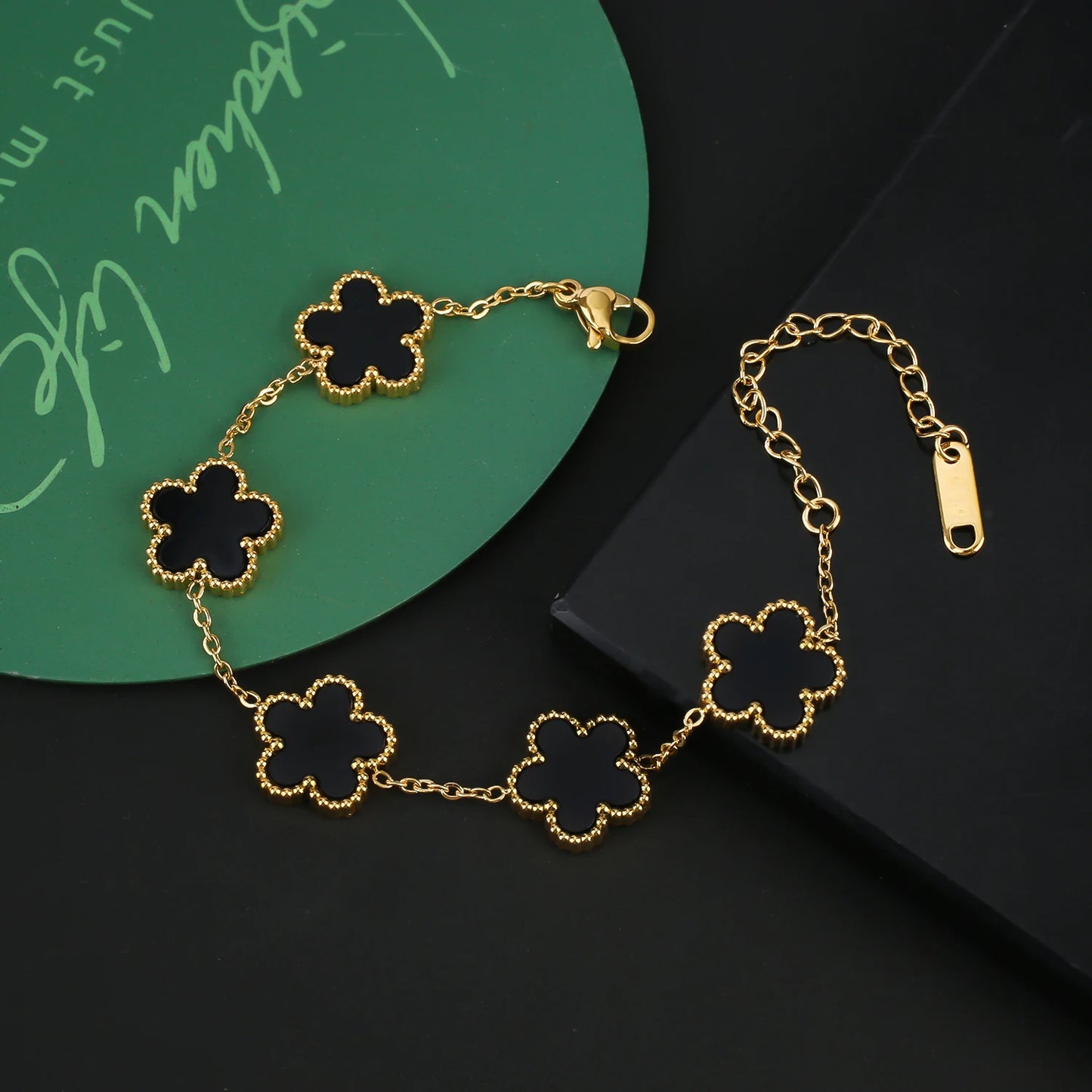 INS Hot Sale Stainless Steel Five Laef Flower Clover Bracelet Jewelry Set Necklace Earrings For Woman Daily Wear Brand Jewelry
