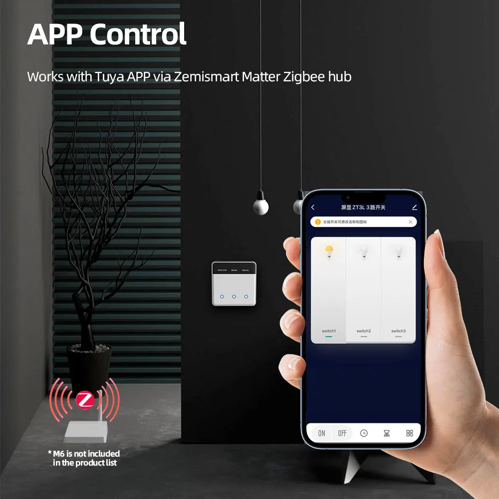 Zemismart DIY Name Switch EU Type Zigbee Smart Display Screen Touch Light Switch Works with Tuya Alexa Google Home Voice Control
