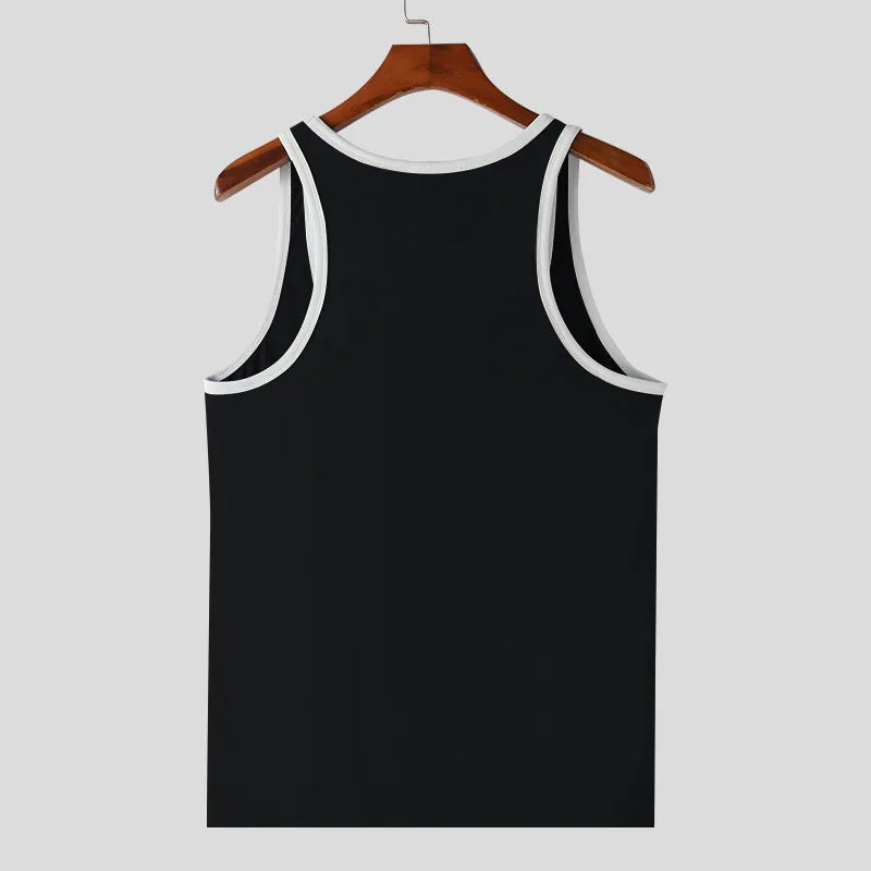 Summer Men's Skinny Gym Tank Tops Leisure Popular Sleeveless Sportwear Fashion Well Fitting Patchwork Bodybuilding Vest S-2XL