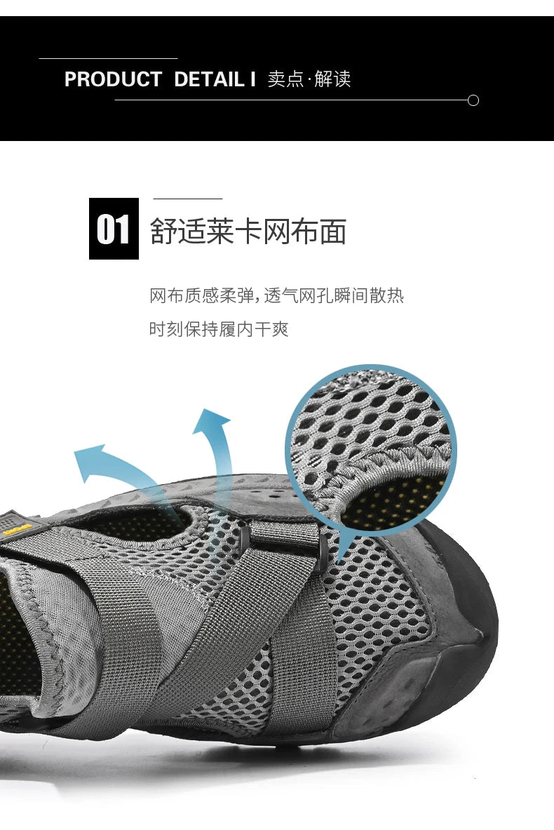 Summer Men Sandals Genuine Leather Mens Casual Shoes Outdoor Men Leather Sandals for Men Beach Shoes Roman mens Shoes