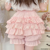 Lace-Trim Cotton Bloomer Shorts