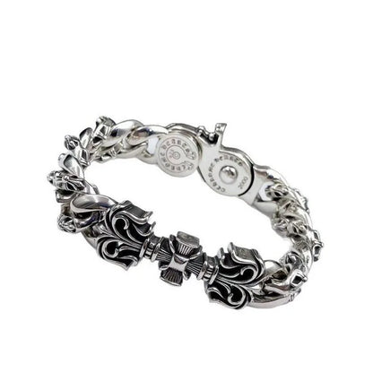 Bracelet Punk Cross Full Flower Domineering Old Sword Hip Hop Rock Fashion Thick Bracelet Men's