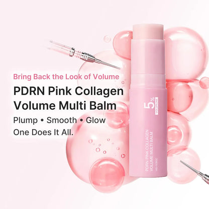 PDRN Pink Collagen Volume Multi Balm Stick Face & Body Balm for Under-Eyes, Neck, Forehead, Smile Lines,  Radiance Care K-Beauty