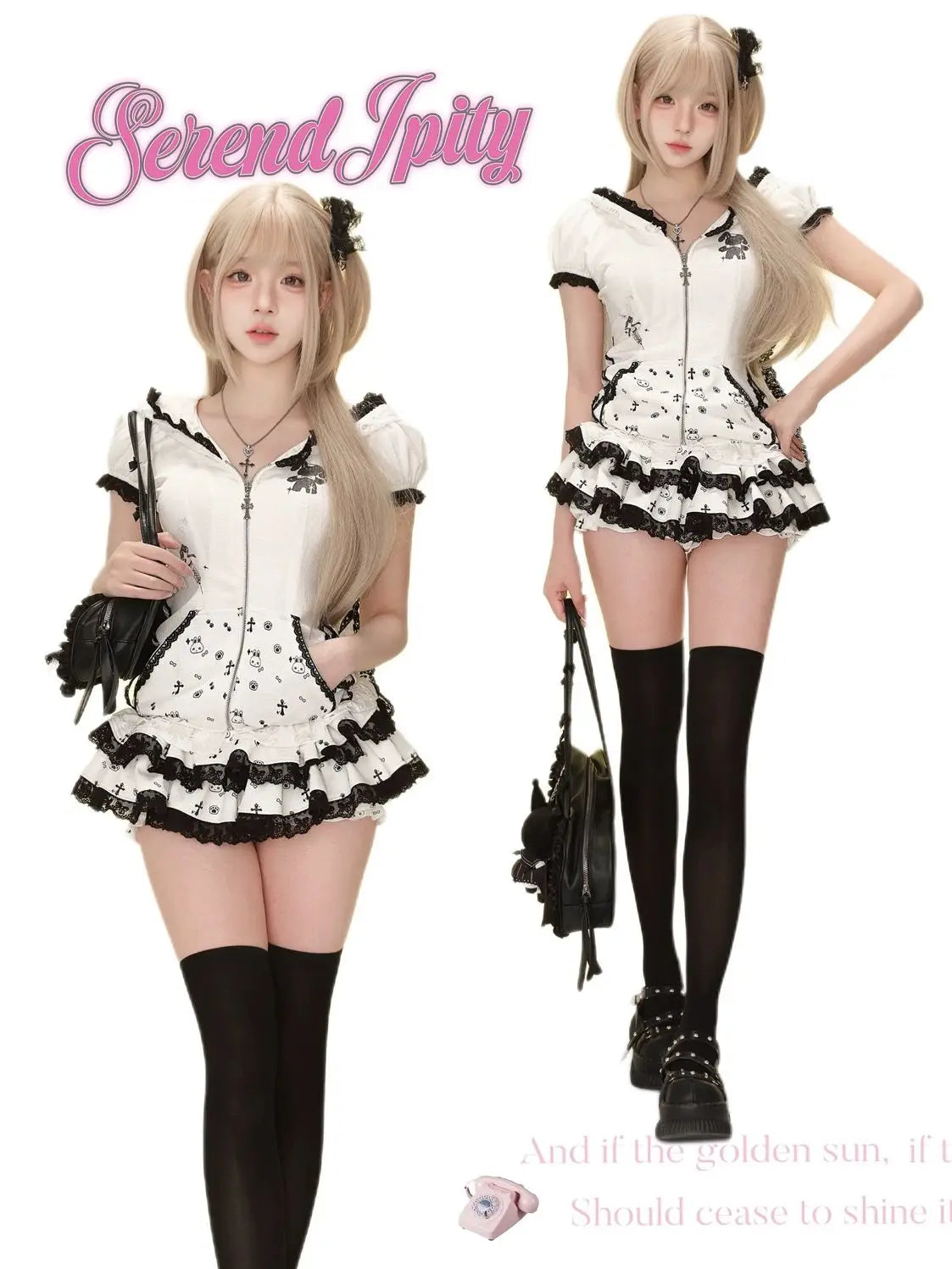 Summer Sweet Preppy Style 2 Piece Sets Women Y2k Kawaii Lolita Design Tops + High Waist Chic Skirt Female Princess Retro Outfits