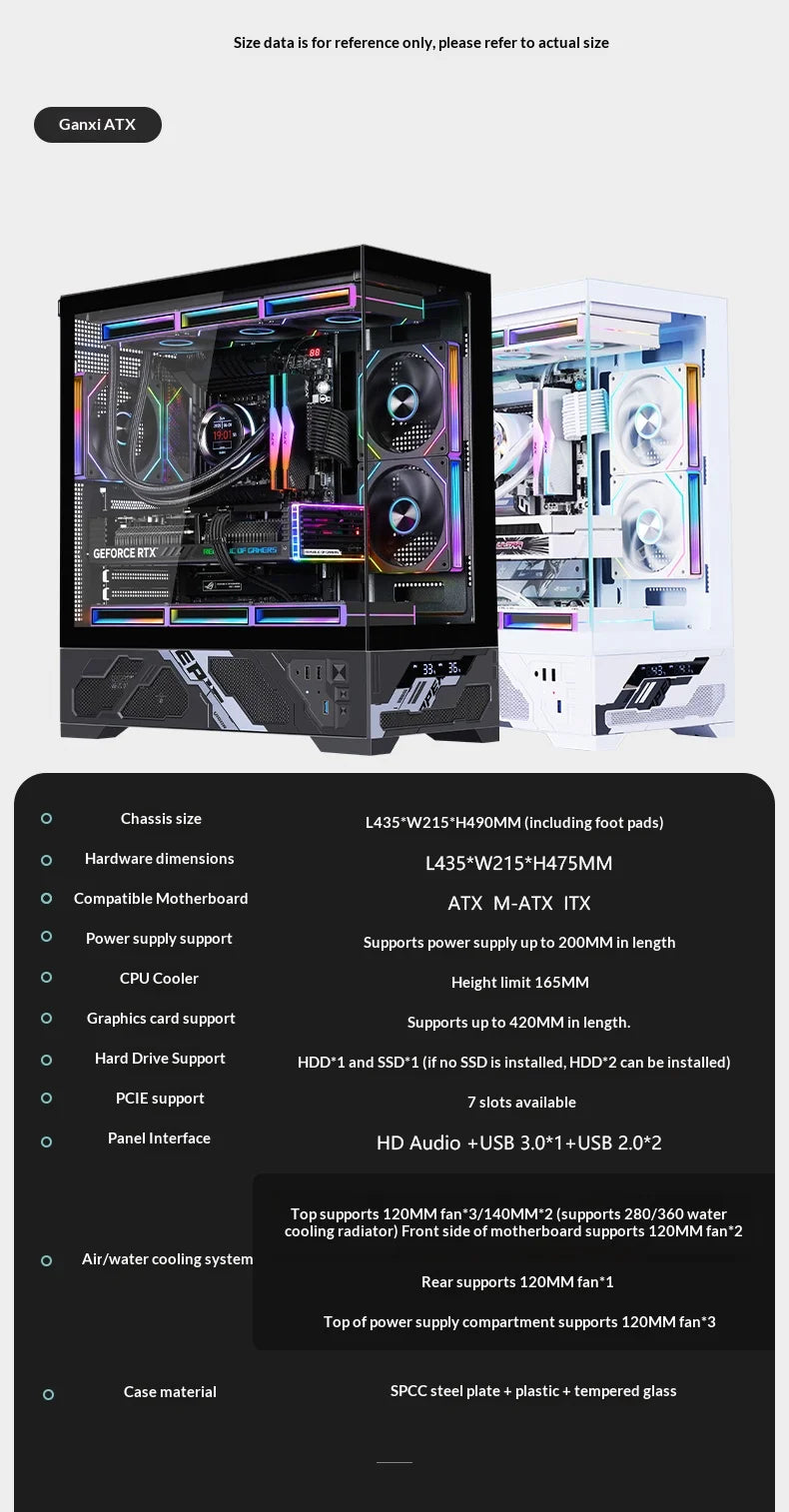 WJCOOLMAN Millennium ATX PC case secondary screen/digital display supports 360 water-cooled sea view room desktop computer case