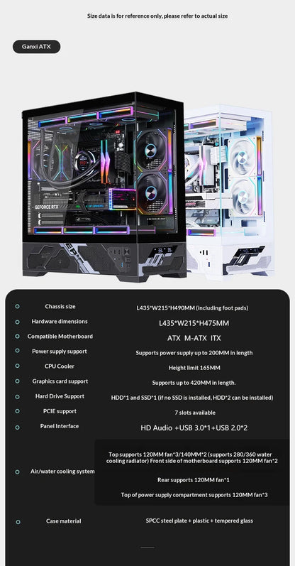 WJCOOLMAN Millennium ATX PC case secondary screen/digital display supports 360 water-cooled sea view room desktop computer case