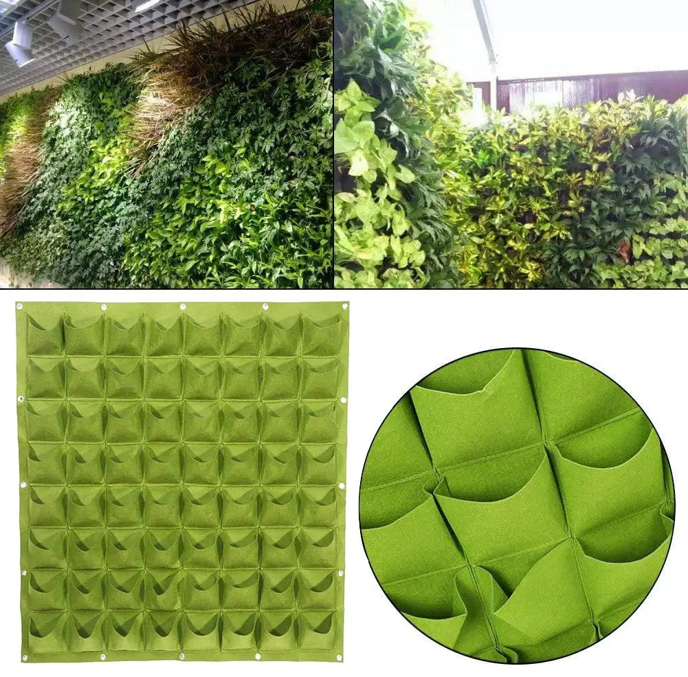 64 Pockets  Hanging Planter Bags, Wall Mounted Planting Grow Bags For Garden Outdoor Indoor Gardening Greening Flower Container