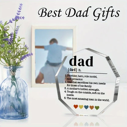 Father’s Acrylic Decorative Sign:"Dad Definition"Gift – Thank You/Birthday/Christmas (for Dad/Stepdad/Bonus Dad,from Kids/Wife).