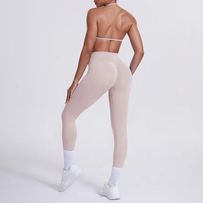 Women 2pcs Patchwork Sport Yoga Suit Training Sleeveless Sport Gym Tops Tummy Control Slimming Booty Leggings Yoga Suit Sports