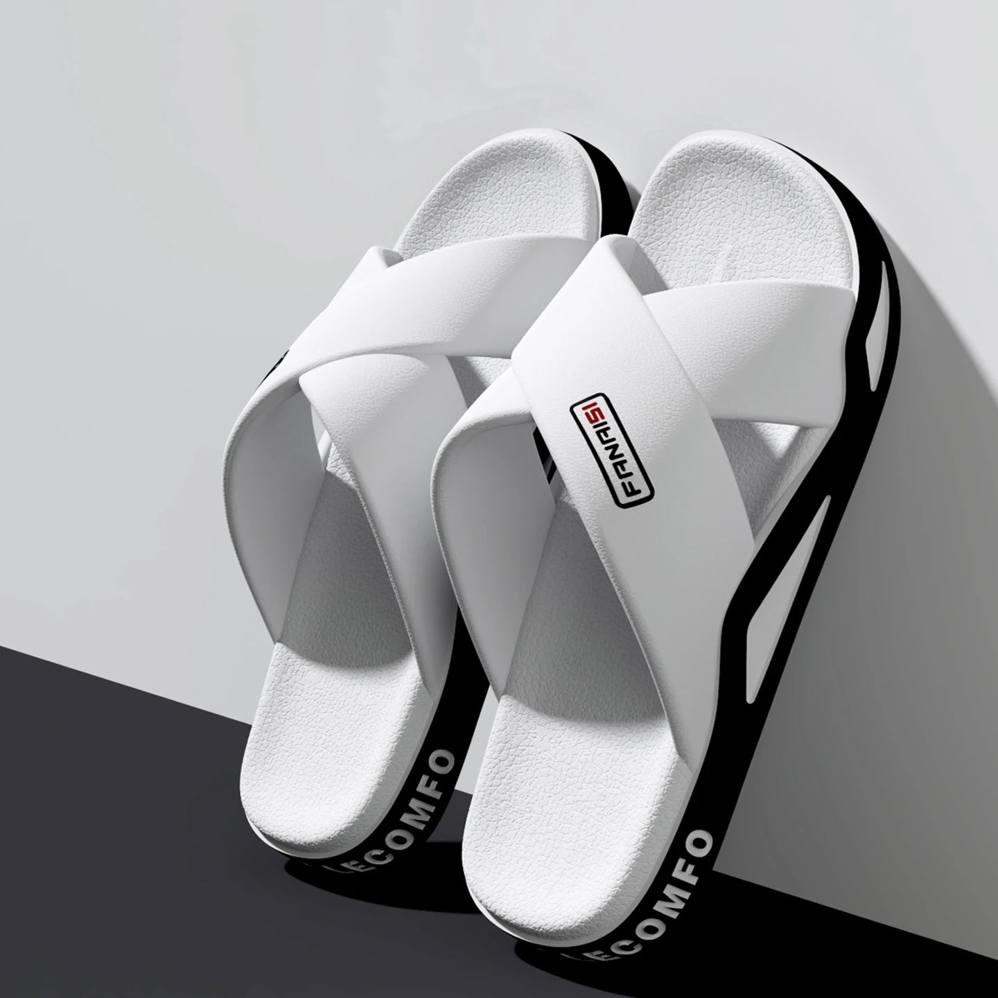Men's Outdoor Fashion Sandals-Cross Strap Open Toe Slide Sandal,Non-Slip Bath Shower Slippers,Beach Shoes for Swimming & Walking