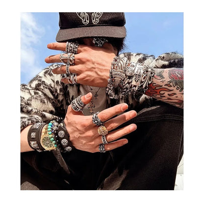 Bracelet Punk Cross Full Flower Domineering Old Sword Hip Hop Rock Fashion Thick Bracelet Men's