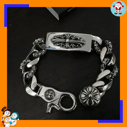 Bracelet Punk Cross Full Flower Domineering Old Sword Hip Hop Rock Fashion Thick Bracelet Men's