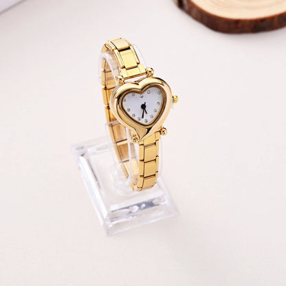 Heart Shape Dial Quartz Watch Stainless Steel Bracelet Wristwatch Cute Mini Love Heart Ladies Dress Watch Fashion Jewelry Gift