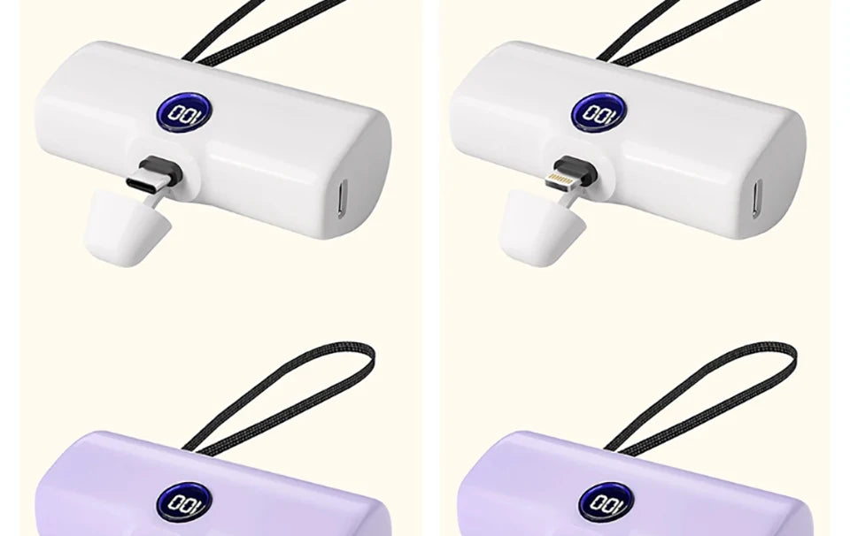 Fast Charge Portable Charger for iPhone Samsung Xiaomi Compact External Spare Battery Built-in Plug PD Fast Charging Power Bank