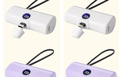 Fast Charge Portable Charger for iPhone Samsung Xiaomi Compact External Spare Battery Built-in Plug PD Fast Charging Power Bank