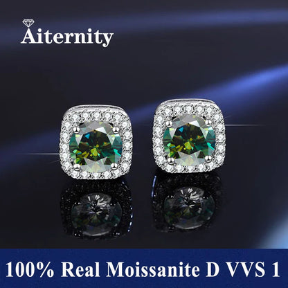 HOT Moissanite S925 Sterling Silver Stud Earrings For Women And Men With 2 Certificates Pass Diamond Test Pen Fine Jewelry
