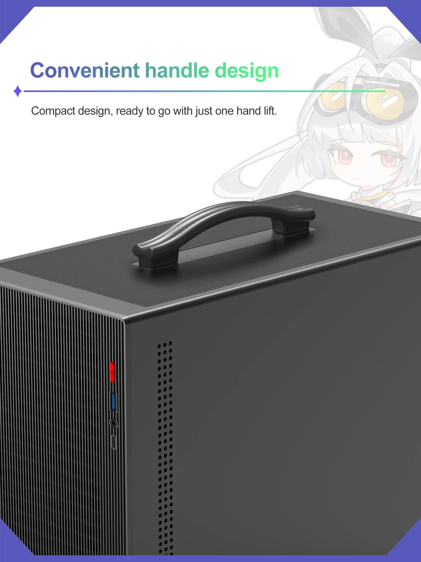 Power Train X-GAMERX M1 Handheld Portable Computer Case Side Transparent MINI Game MATX Desktop Chassis