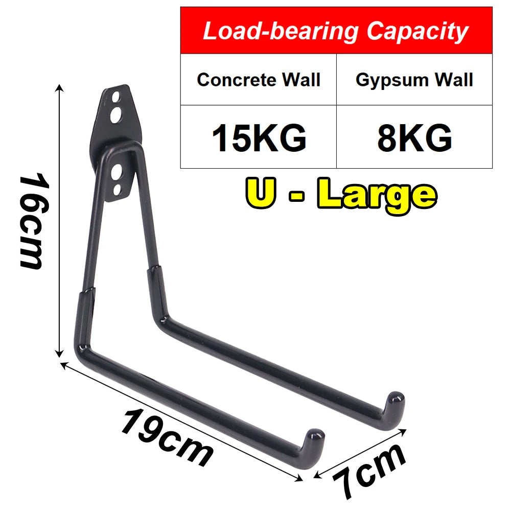 Heavy Duty Metal Hook Garage Organizer Steel Wall Mount Anti-slip Bicycle Hanger Hooks Ladders Bulky Items Storage Garden Tool