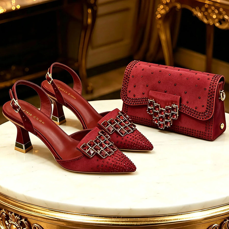 Rhinestone Heels & Matching Bag Set — product image