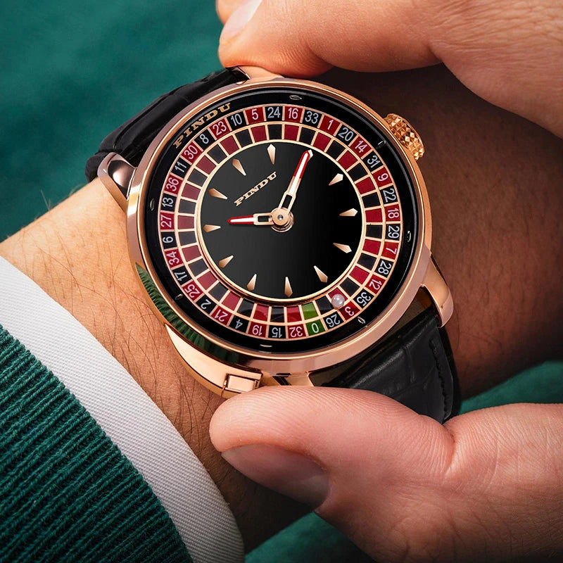PINDU Watch Top Brand Luxury Upgraded Version Button Roulette Men's Mechanical Watch Stainless Steel NH35A Sapphire Glass Watch