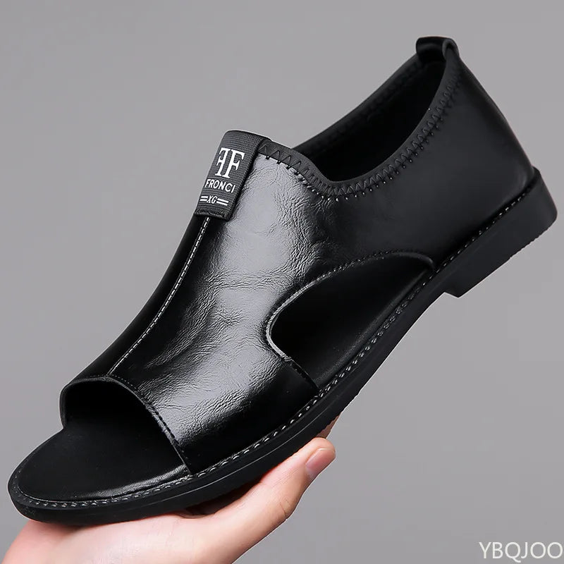 2025 Roman Sandals Summer new Men's Shoes Casual anti-skid driving leather shoes Breathable trendy soft soled Male sandals Homme