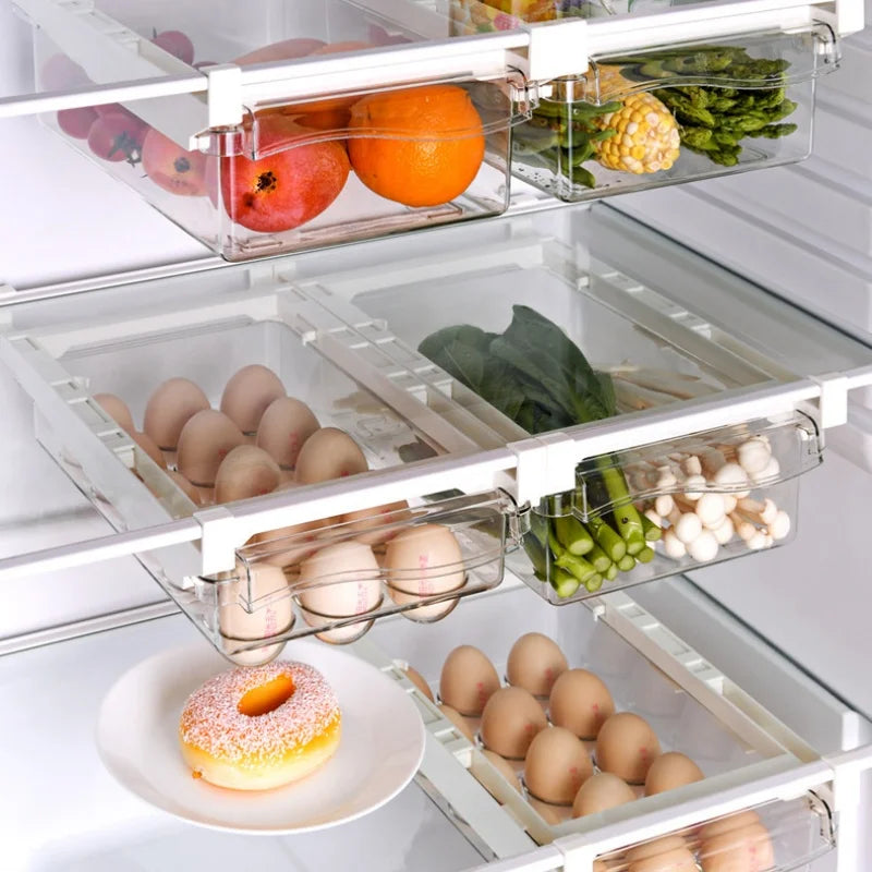 Transparent Refrigerator Drawer Under-shelf Storage Box Fruit Vegetable Egg Preservation Organizer Kitchen Container