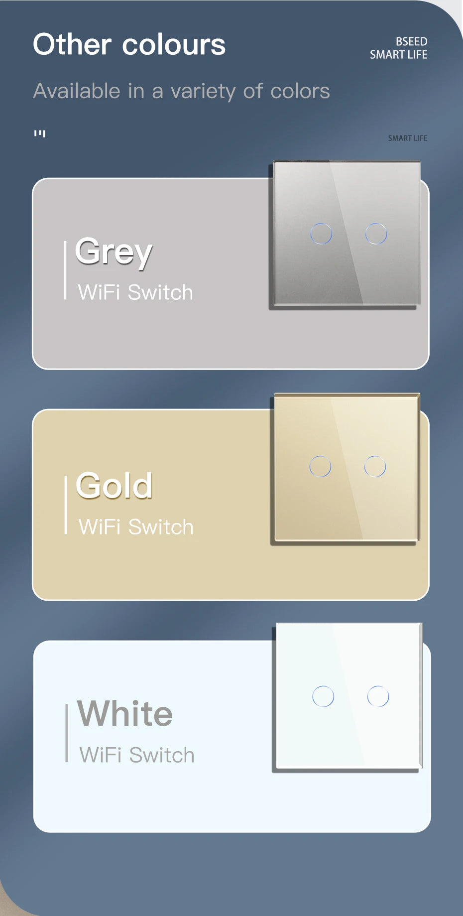 BSEED Wifi Light Switches Smart Wall Switch 1/2/3Gang 1/2/3/4Way Touch Sensor Switch With Normal Socket Support Tuya Smart Life