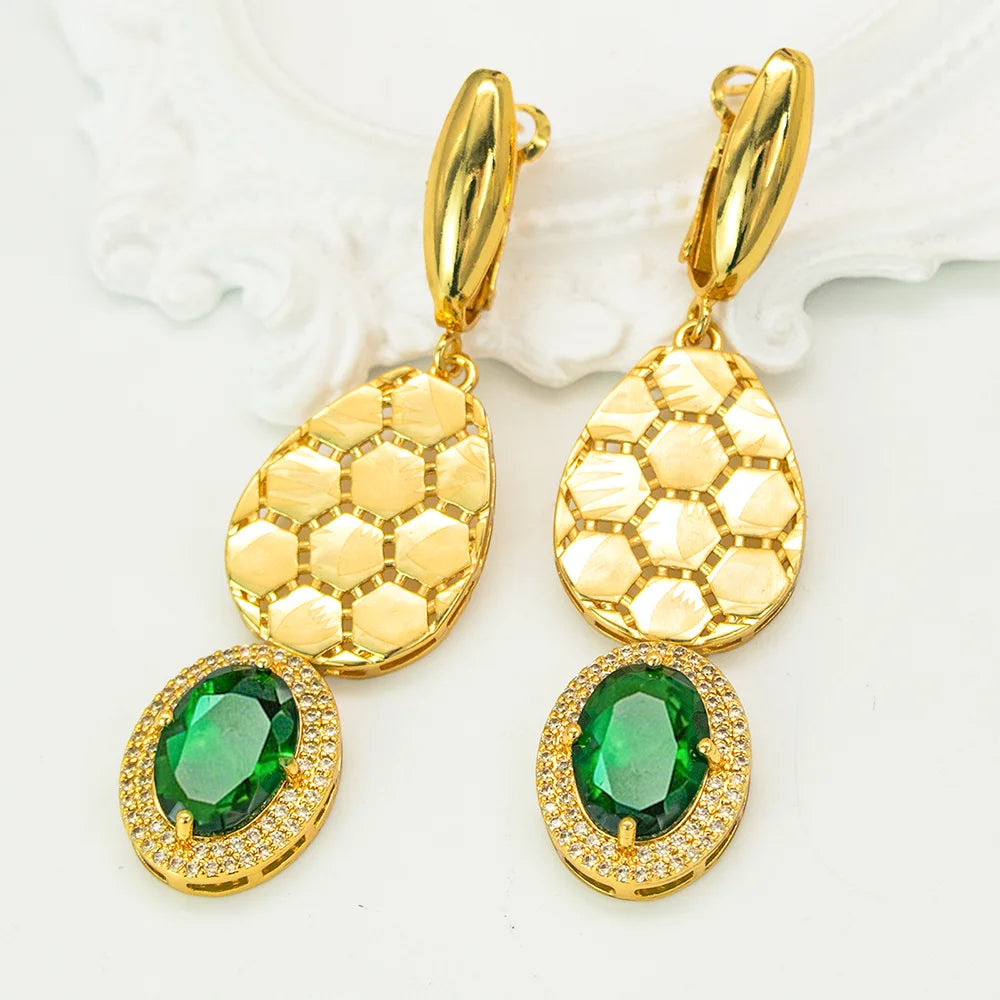 GZJPEI 2026 New Green Zircon Jewelry Set Luxury Wedding Jewelry Accessories For Women Mother's Day Gift Valentine's Day Gift