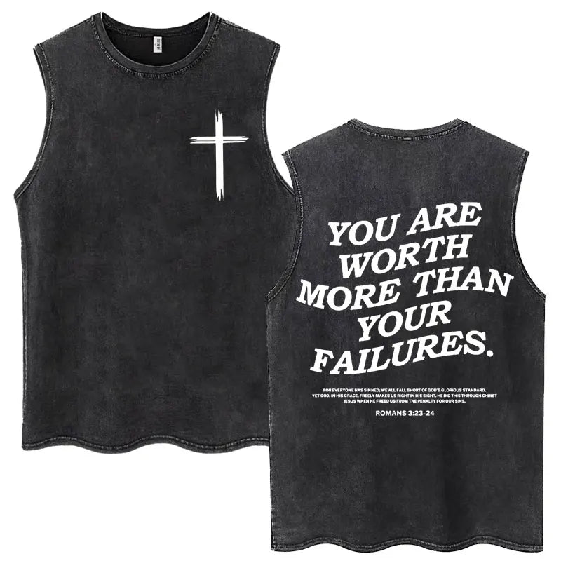 Washed Jesus Is King Christian Harajuku Vintage Tank Tops Men Women Gothic Sleeveless T-shirt Loose Summer Cotton Casual T Shirt