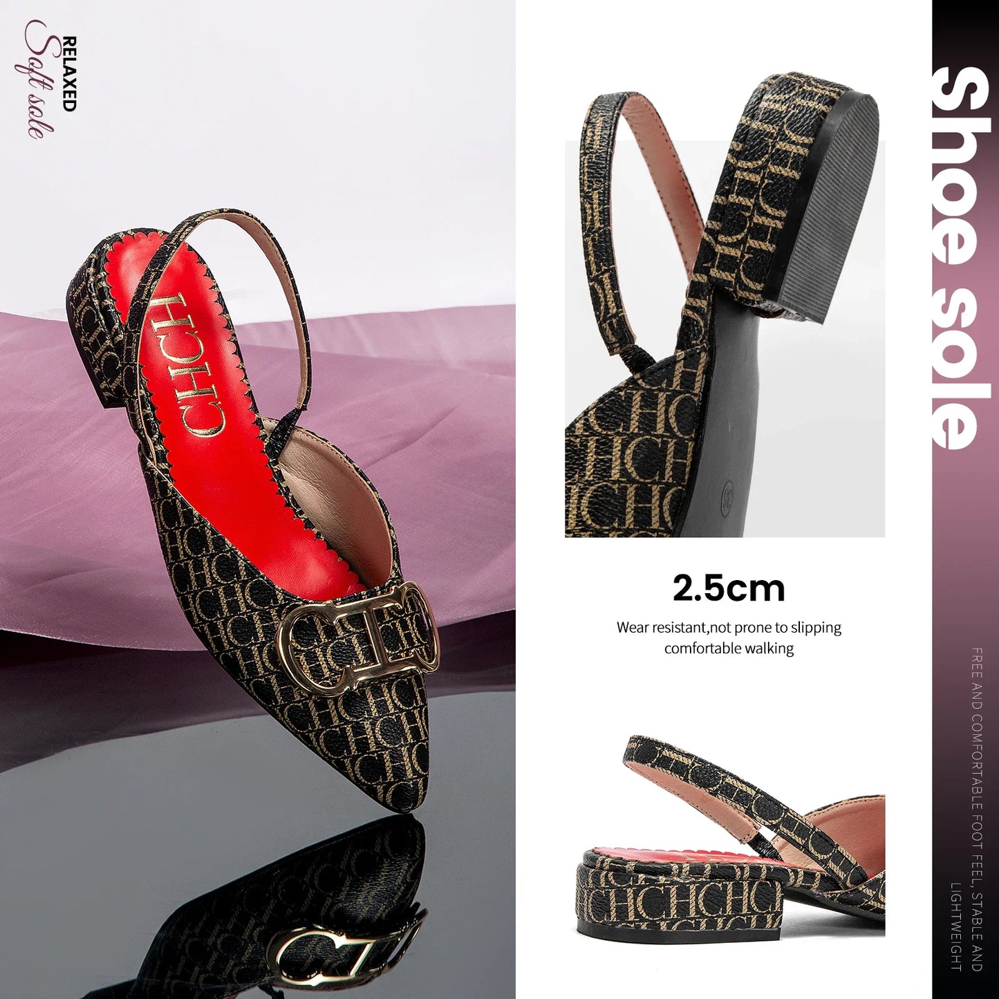Exquisite Workmanship New Women's Low-heeled Single Shoes Fashion Simple Letters Print Versatile Women's Sandals