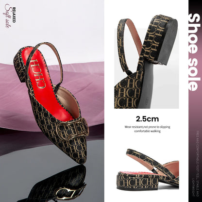 Exquisite Workmanship New Women's Low-heeled Single Shoes Fashion Simple Letters Print Versatile Women's Sandals