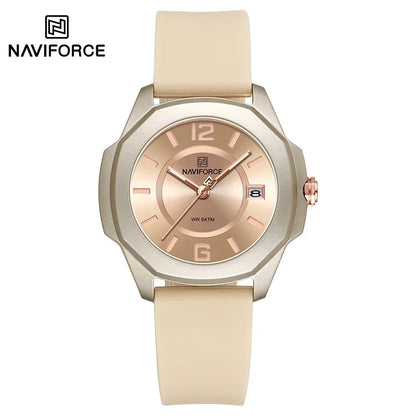 NAVIFORCE NF7107 Watch for Women Silicone Strap Classic Fashion 5ATM Waterproof Ladies Elegant Watch