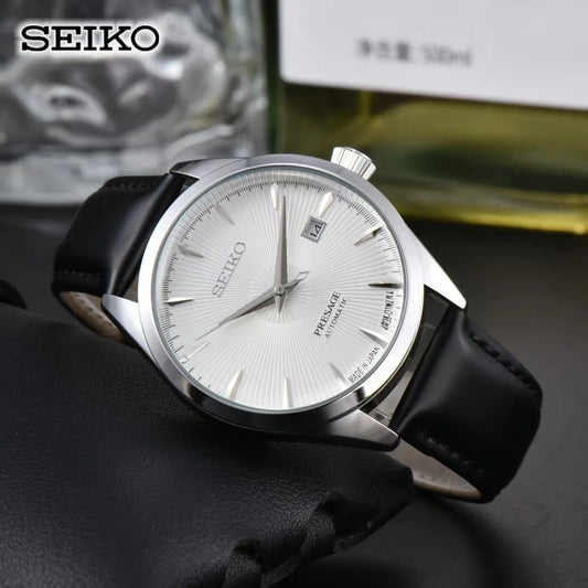 Seiko Business Leisure Machinery Watch Fashion Simple Calendar High quality Leather Strap Men's Women's Boutique Couple Watch