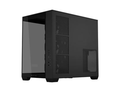 ASUS A32 PLUS Black ATX gaming PC case, support 360mm radiators and 420mm graphics cards, dual-chamber chassis for independent cooling zones, four pre-installed ARGB fans and clean cable management