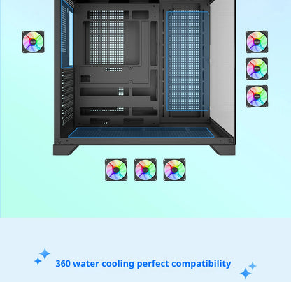 Power train Dreamland PRO PC gaming case ATX MATX ITX motherboard 360water-cooled Sea view room Double-sided glass computer case