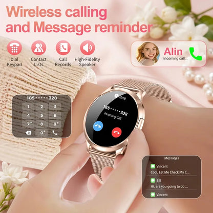 2026New Ultra-thin Women Smart Watch HD AMOLED Full Touch Screen Bluetooth Call Blood Pressure IP68 Waterproof NFC 7.3mm bracele