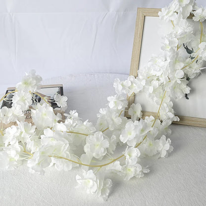 8pcs 1.8M Artificial Cherry Blossom Flower Vines Faux Flowers Outdoors Hanging Silk Flowers Garland for Wedding Party Home Decor