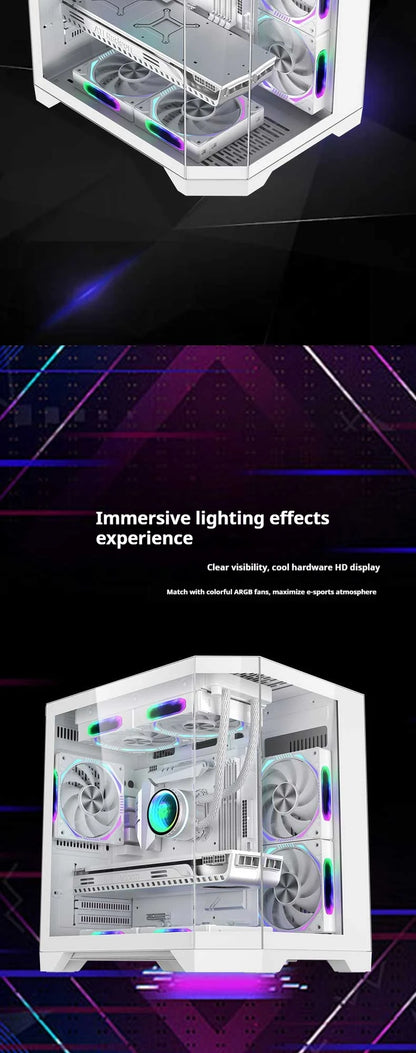 WJCOOLMAN Dreamer mini PC case M-ATX Three Sided Glass sea view room 240 water cooler Desktop computer case gabinetes gamer