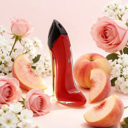 Red High Heel Bottle Eau de Parfum, Juicy Peach Rose Scent, Long Lasting Luxury Women's Perfume for Date Night & Gifting