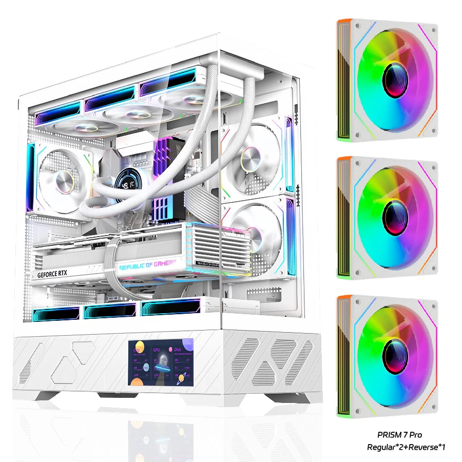WJCOOLMAN Millennium ATX PC case screen/digital display supports 360 water cooled sea view room Customize screen computer case