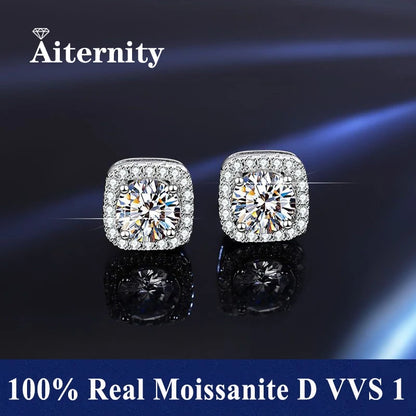 HOT Moissanite S925 Sterling Silver Stud Earrings For Women And Men With 2 Certificates Pass Diamond Test Pen Fine Jewelry